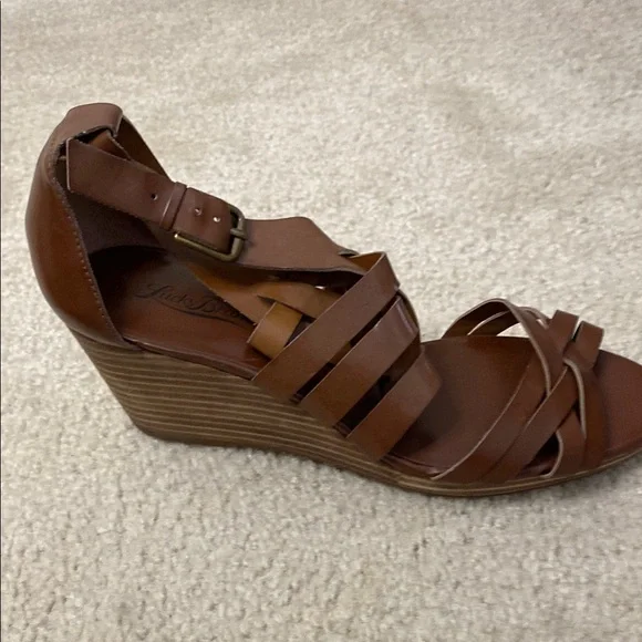 Lucky Brand Brown Strappy Wedge Sandals - Picture 4 of 6